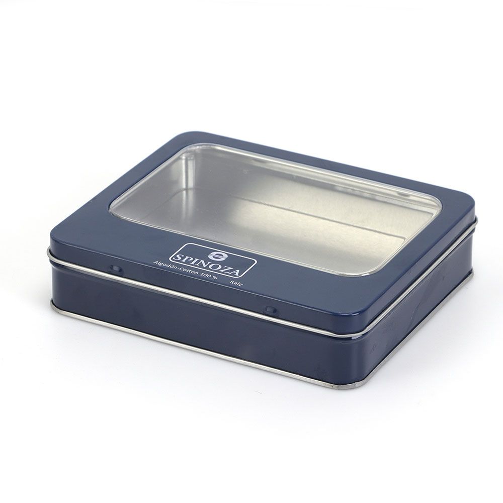 Rectangle Food Metal Tin Box With PVC Transparent Window