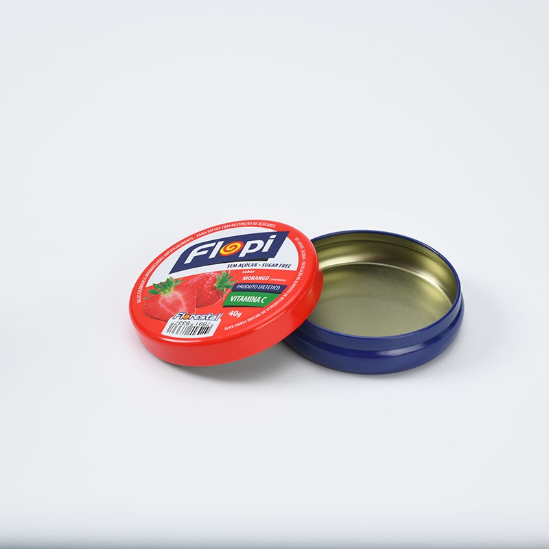 Wholesale free sample metal round shape candy gummies tin can for food storage