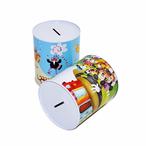 Custom round coin tin bank money tin box with printing