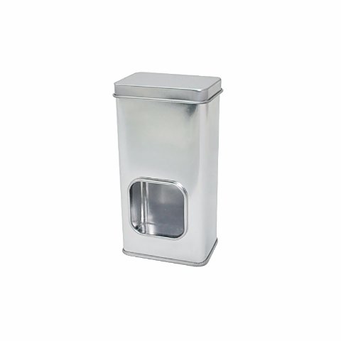 Metal box rectangle tin box with clear window for coffee