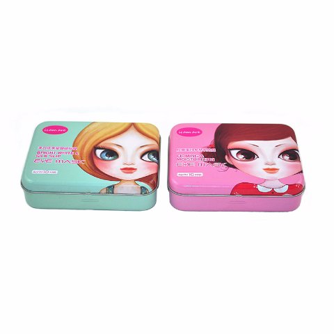 Rectangular cosmetic tin box hinged metal lip balm tins cans