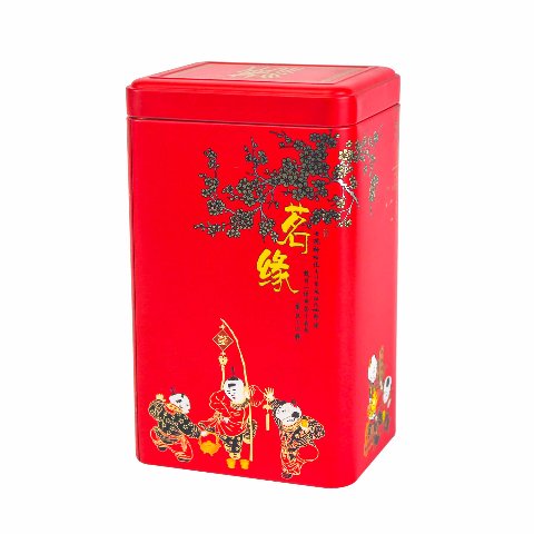 Rectangular tea tin box with inner plug lid